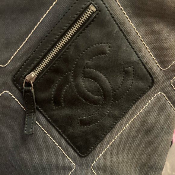 Chanel No. 5 Cruise Line Heavy Blue-Grey Canvas Super Good Condition - Picture 2 of 11